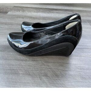 Jump for the People Black Patent Leather Wedge Heels Size 8 Bodhi Pin-Up…